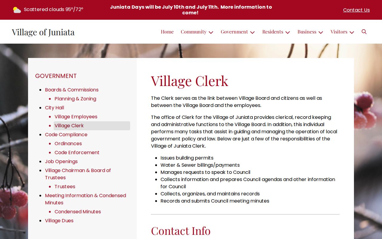 Adams County Juniata court records village office source