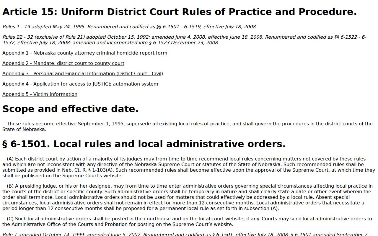 Adams County court schedule register of actions and calendar rule