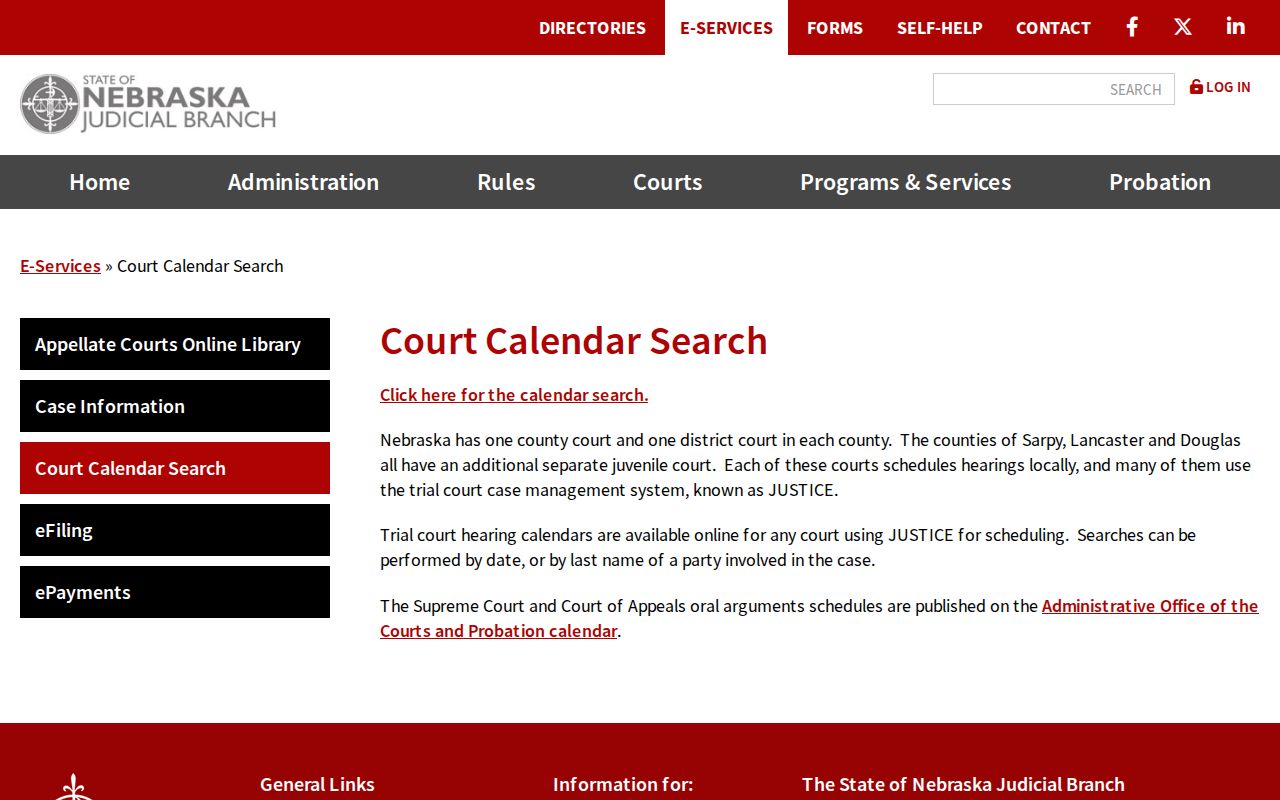 Adams County court schedule statewide calendar explanation