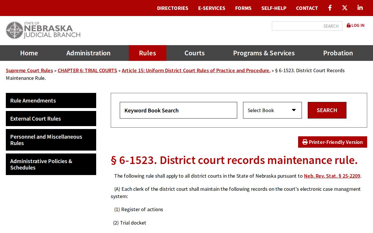 Adams County criminal court docket district records-maintenance rule