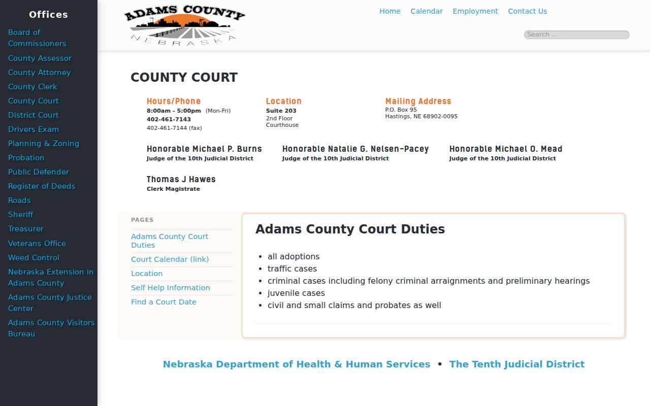 Adams County court docket County Court record office